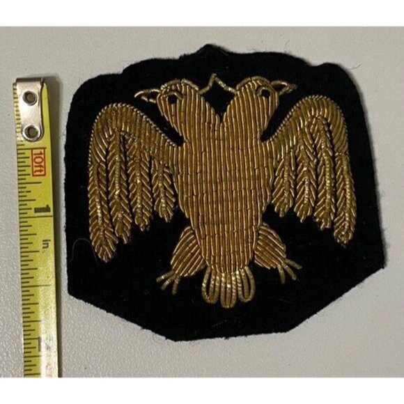 Vtg Masonic Scottish Rite Double Eagle Patch Gold on Black - Picture 4 of 4